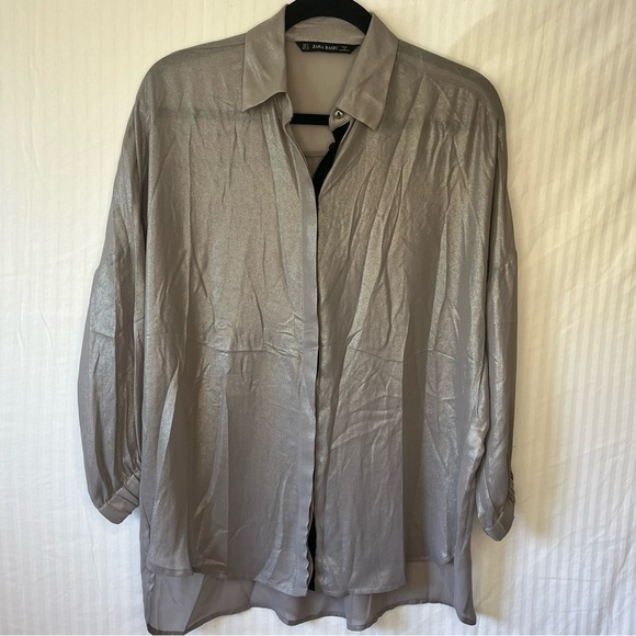 Zara Tops - Zara Sheer‎ Button Down Long Sleeve S